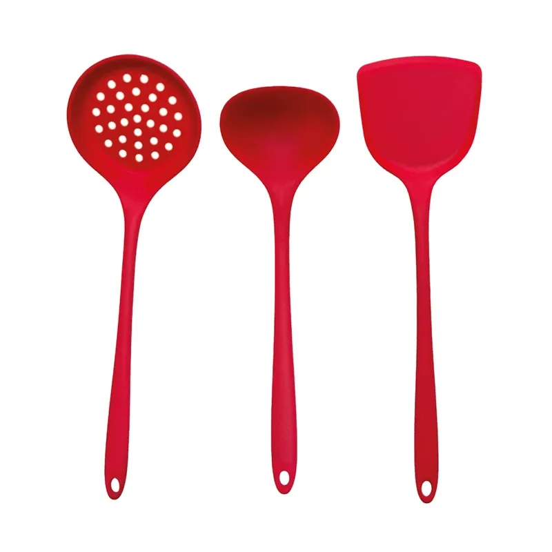 Set de utensilio de cocina de silicona, color rojo, 3 u